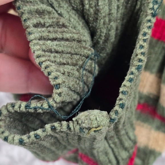 Vintage Monte Carlo Sweater Mens 42 Medium Green Striped Lambs Wool Y2K Retro - Picture 7 of 13